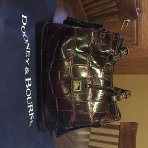 Dooney & Bourke Croco Embossed Leather Tassel Bag